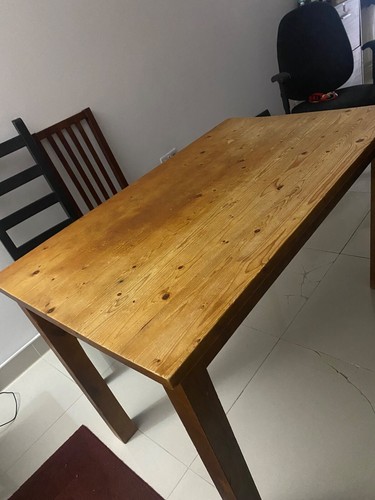 Dark wood dining table - , seats
