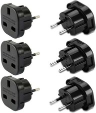 6 x UK To EU Euro Europe European Travel Adaptor Plug 2 Pin Adapter
