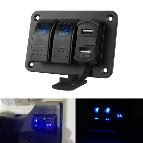 Gang blue led rocker switch - blue,
