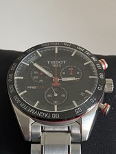 Tissot T Sport PRS 516 Chronograph Black Dial Silver Steel Strap Watch For Men