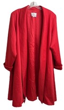 Vintage En Francais Huey Waltzer Open Front Red Swing Coat XL Party Posh