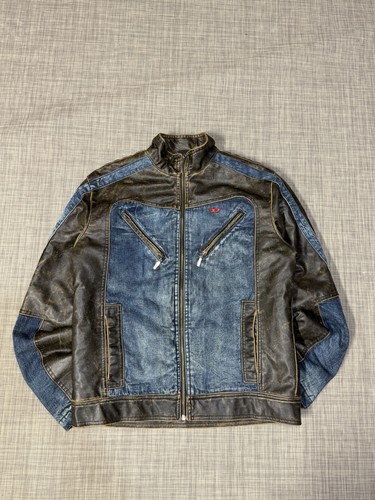 Diesel leather jean jacket - diesel,