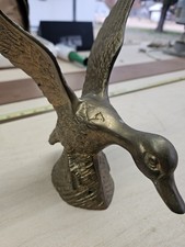 Vintage Brass Flying Mallard Duck Fowl Figurine 6" Long  by  8" Tall