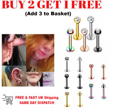 Labret Monroe Tragus Bar Helix Cartilage  Lip  Ear Stud Ring Gem Piercing Bar