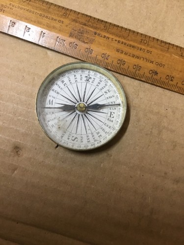 Antique brass pocket compass - antique,