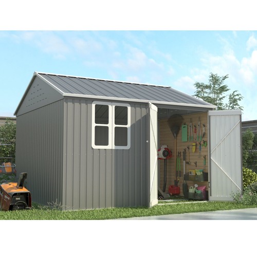 10x8ft steel apex garden shed - steel,