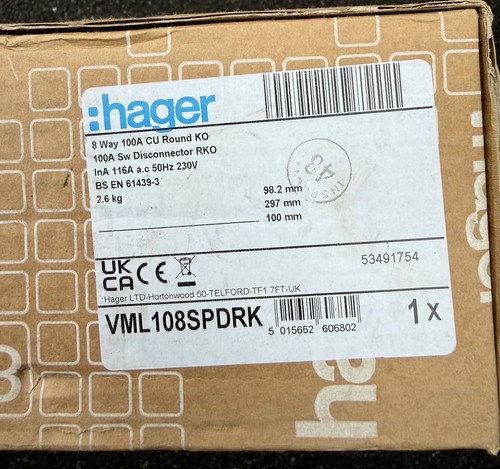 Hager way 100a isolator - hager,
