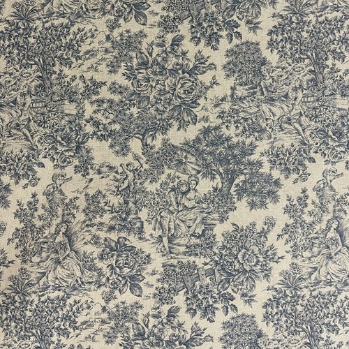 Vintage toile blue fabric - toile,