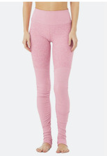 ALO Yoga S Goddess Leggings Stirrup Pink Heather Ribbed Scrunch Ruched Active