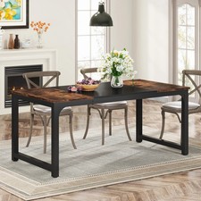 Large Dining Table For 6–8 Rustic Industrial Style Kitchen Table Metal Frame