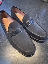 Salvatore Ferragamo Black Suede Silver  Bit Shoes Loafers Mens UK 9.5 EE US 10.5
