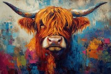 Highland Cow Canvas Picture Print Wall Art