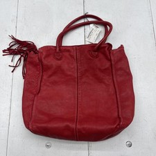 Caterina Lucchi Leather Tote Bag Red Made in Italy Tassel Shoulder L3782 VTTC