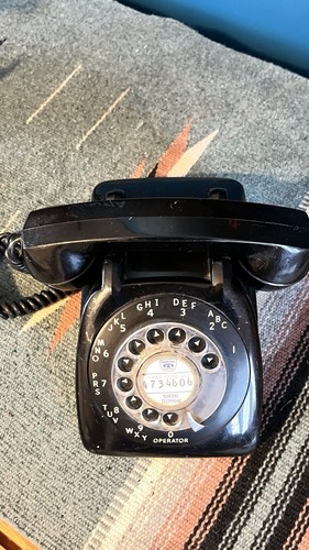 Black vintage bakelite phone - vintage,