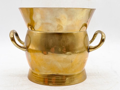 Vintage old brass plant pot - vintage,