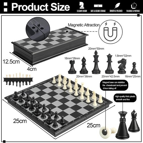 New medium magnetic chess set - new,
