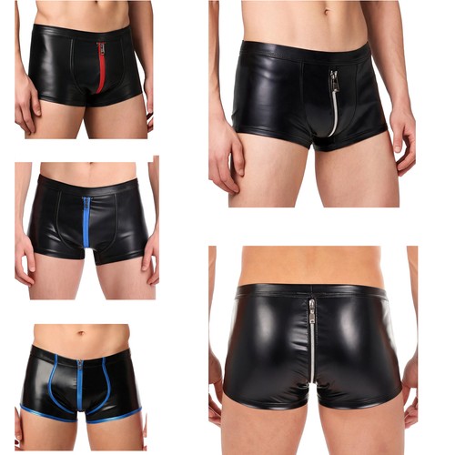 Men latex leather boxer briefs - latex,