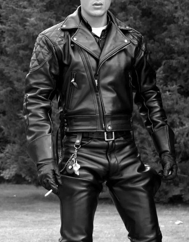 Men real leather bikers - men's,