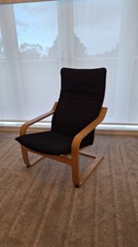 IKEA POÄNG Armchair Oak Veneer With  Knisa Black Cushion