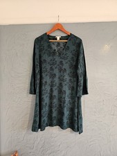 H&M Dark Green Black Floral Flare Dress Size M