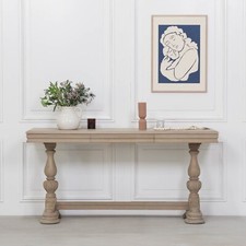 Wooden 170cm Classic French Ornate Rustic Hall Console Table With Drawer