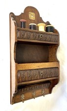 Antique Carved Oak Wall Sewing