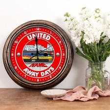 Personalised Manchester Clock Football Fan Bar Round Hanging Away Days FTC42