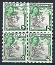 Jamaica 1953 Sc# 154 set Queen Elizabeth Royal visit palms British block 4 MNH