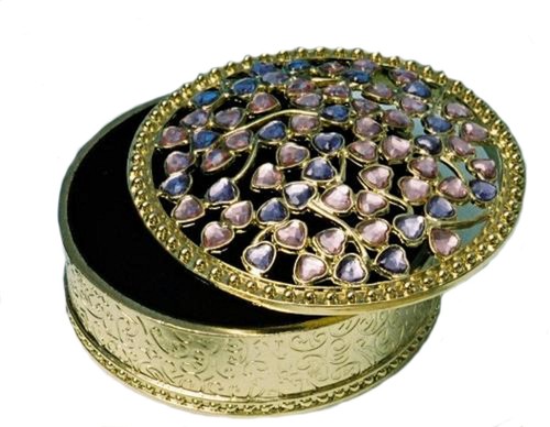 Round jewelled trinket box - jewelled,