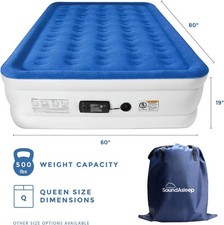 SoundAsleep Dream Series Luxury 19” Air Mattress, Built-in Pump, Queen Size
