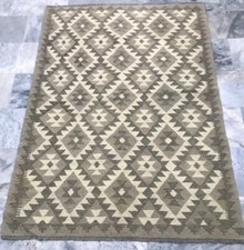 Afghan Handmade Kilim Natural Undyed Wool Living Room Aztec Kilim Rug 121x177cm
