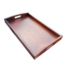 Large Wooden Serving Tray 50 cm Long, Painted in Dark Brown Colour