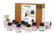 Liquidraw India Waterproof Artist Drawing Ink Set of 20 Colours Dip Pen Brush
