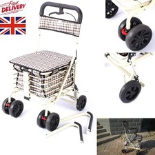 Walk & Rest Folding 6 Wheel Shopping Trolley with Seat & Brakes