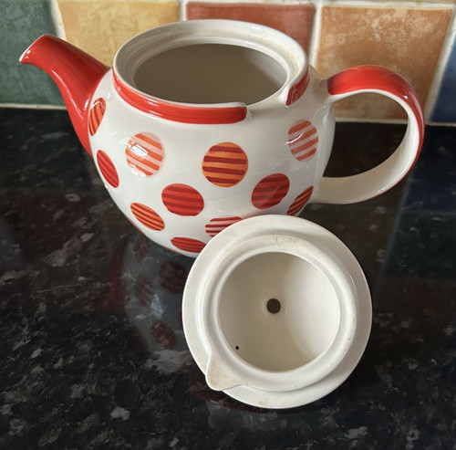 Large teapot orange spotted - large,