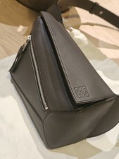 LOEWE Mini Grey Puzzle bumbag in classic calfskin