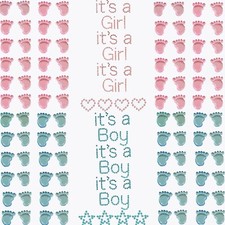 PINK / BLUE BABY SHOWER STICKER SET Self Adhesive 3D Stick On Diamante Gem Feet