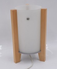 Vintage IKEA ‘Porfylit’ Tripod Rocket Table Lamp Glass and Wood Retro 1990s