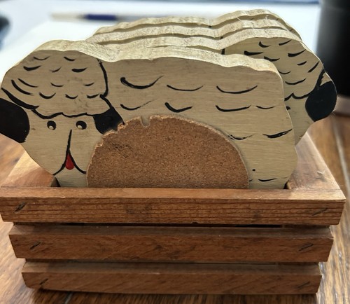 Sheep coasters handcrafted - sheep,