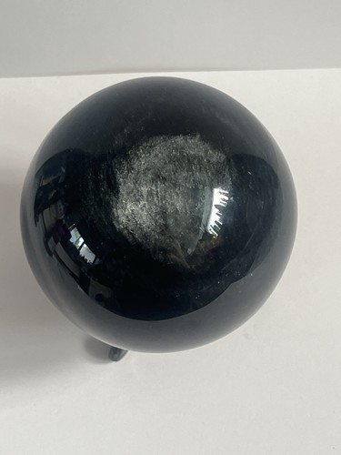 Silver sheen obsidian sphere - sheen,