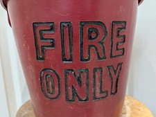 Vintage Fire Bucket Red Plastic Retro Container Workshop "FIRE ONLY" Plant Pot