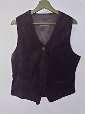 Terry Macey Brown Corduroy Waistcoat Vest Single Button Tie Back Size Medium 