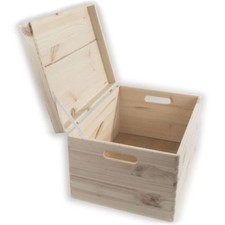 XLarge Wooden Toy Chest Trunk Storage Box With Hinged Lid & Handles / Unpainted