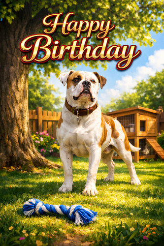 American bulldog birthday card - american,