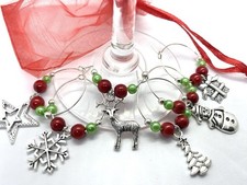 Christmas Wine Glass Charms X 6 Secret Santa Table Decoration Office Gifts R