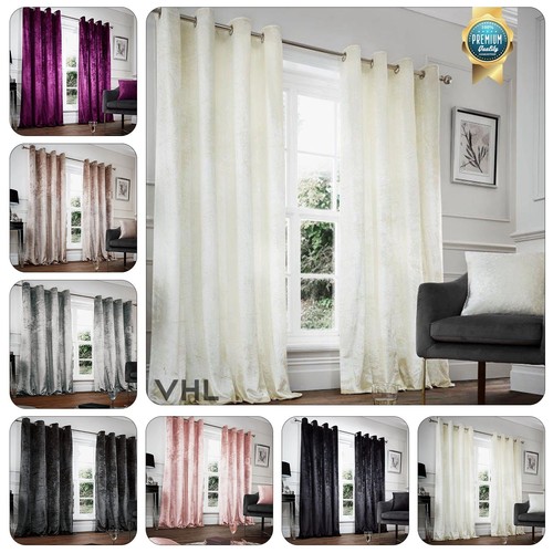 Crushed velvet curtains pair - curtains,