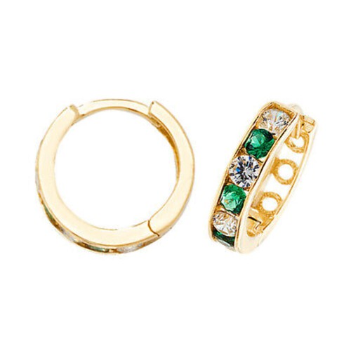 9ct yellow gold emerald - 9ct, hoop