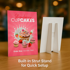 Printed Strut Card Countertop Display Board POS Sign Fold Out Back Stand