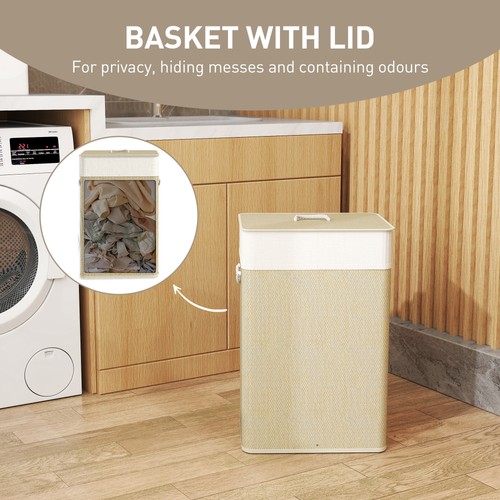 72l bamboo laundry basket with - basket,