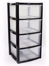 Large Plastic 4 Drawer Storage  Drawer Tower for Schools, Offices Home Room Toy 